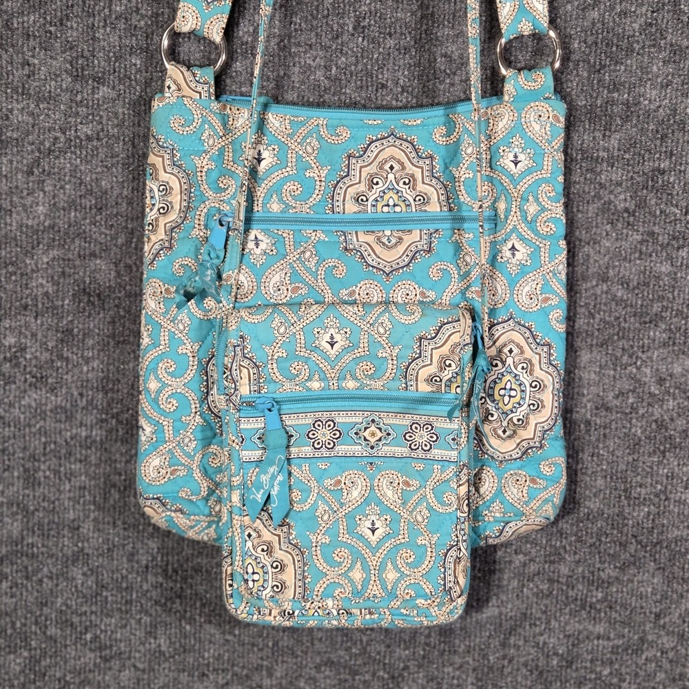 Vera Bradley Java Blue Tote and Mini Hipster Crossbody Bag Set 2pc Quilted